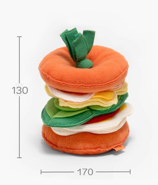 Plush Burger Food Dog Sniffing Toy