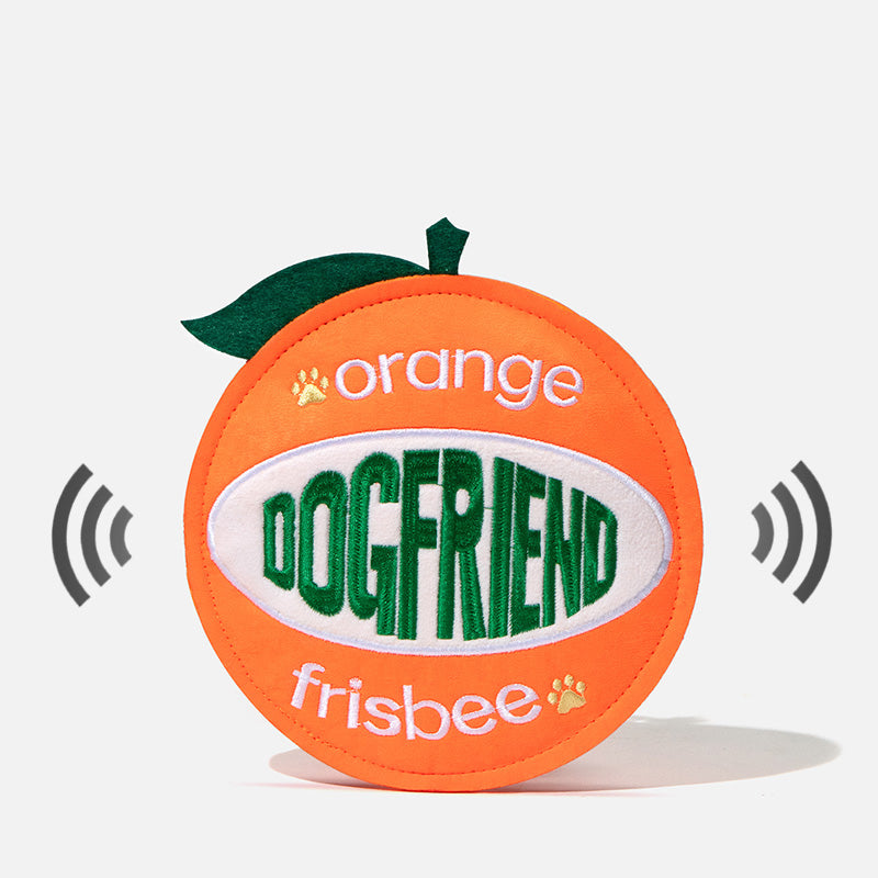Orange Frisbee Plush Dog Toy