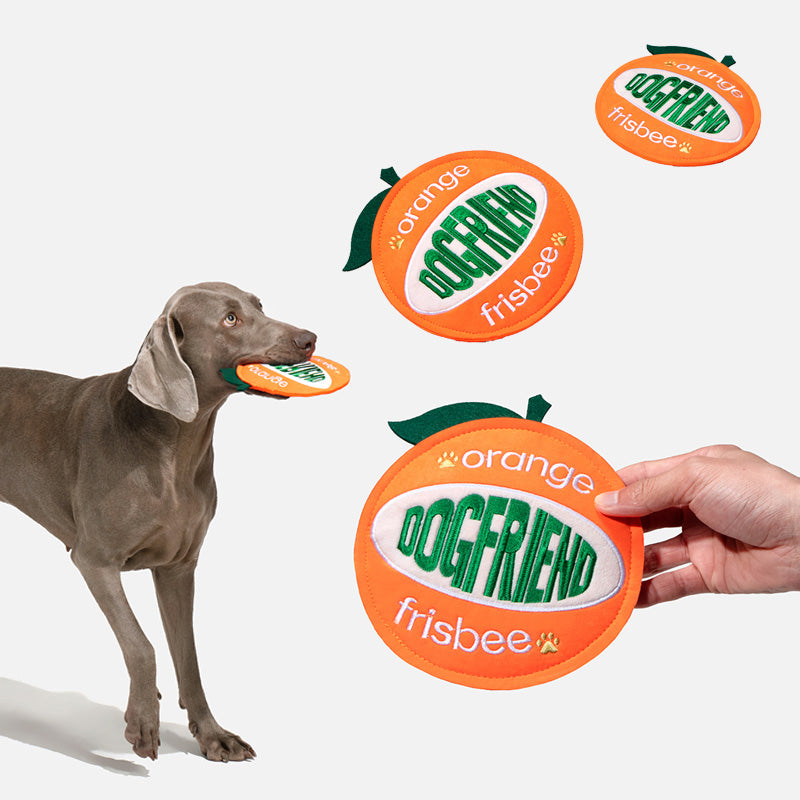 Orange Frisbee Plush Dog Toy