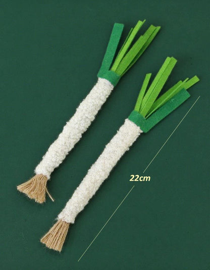 Green Onion Cat Toy with Bell & Silvervine