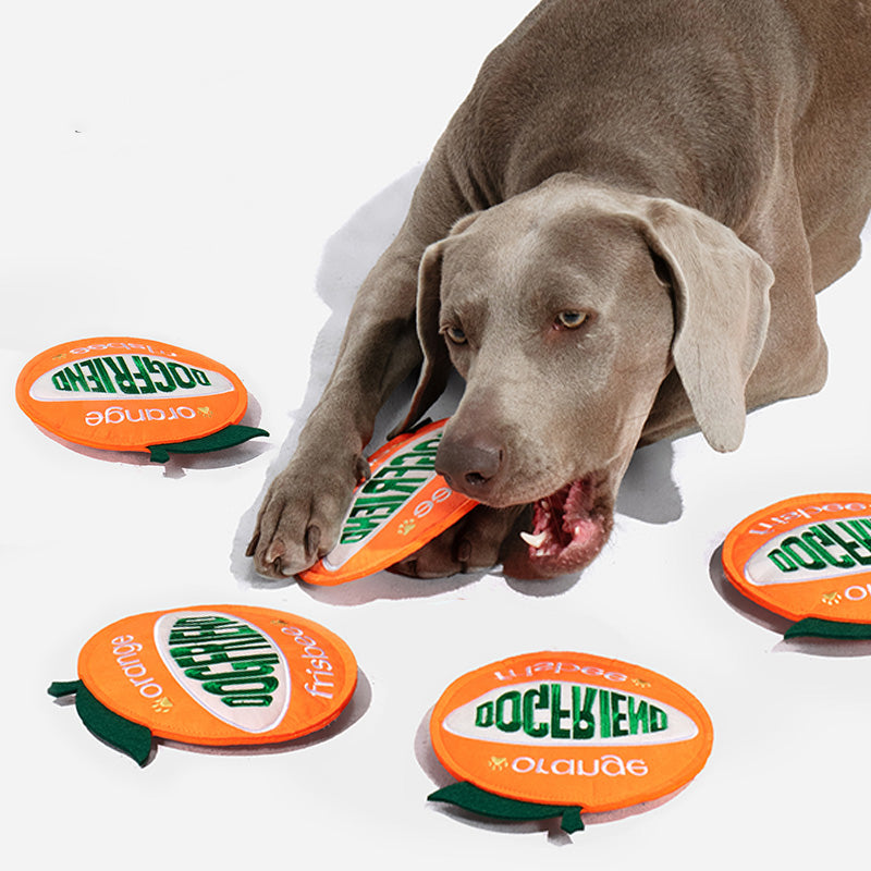 Orange Frisbee Plush Dog Toy
