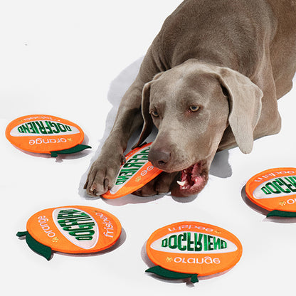 Orange Frisbee Plush Dog Toy