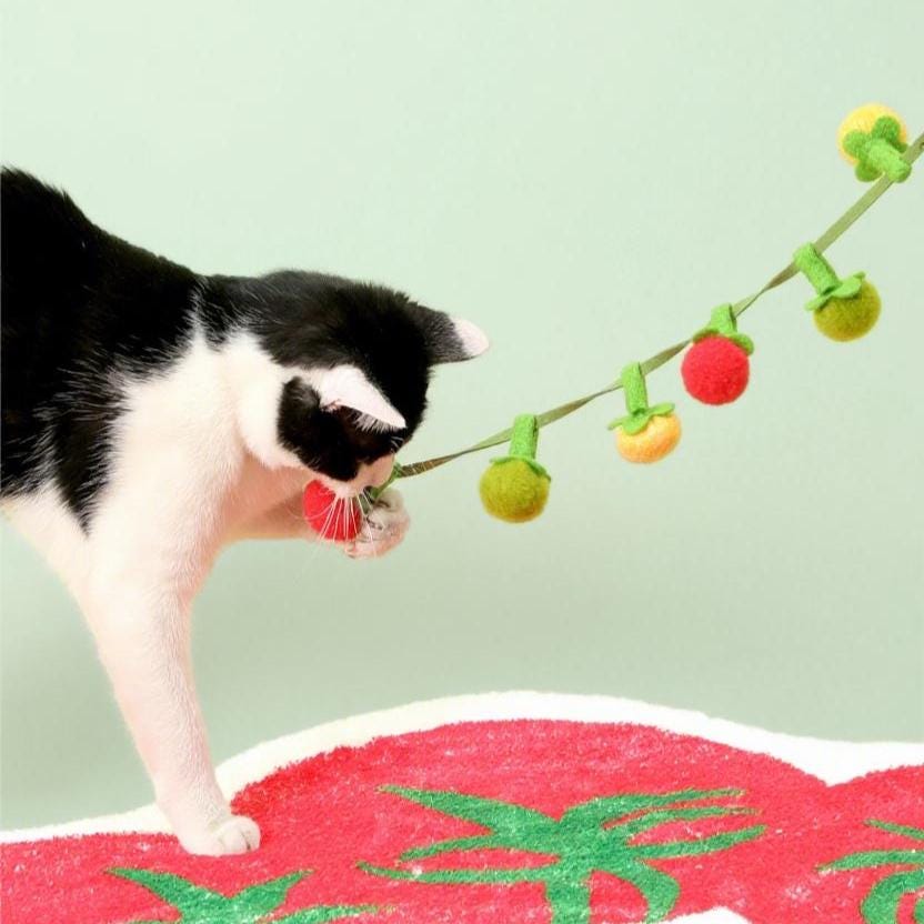 Tomato Felt Cat Toy with Bell