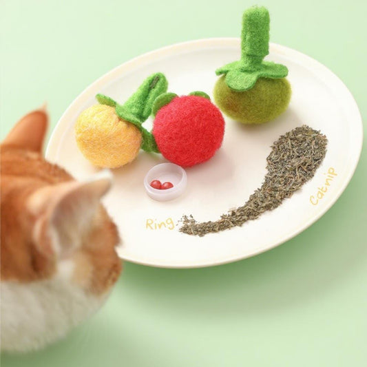 Tomato Felt Cat Toy with Bell