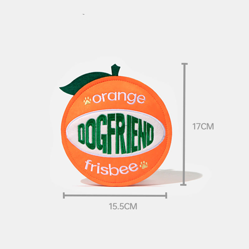 Orange Frisbee Plush Dog Toy