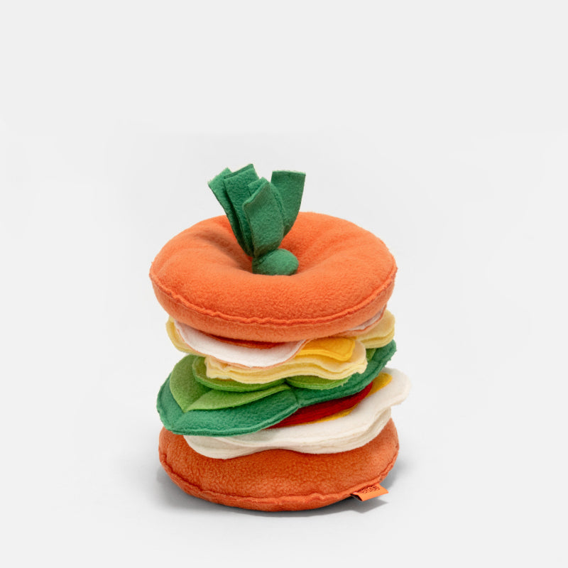 Plush Burger Food Dog Sniffing Toy