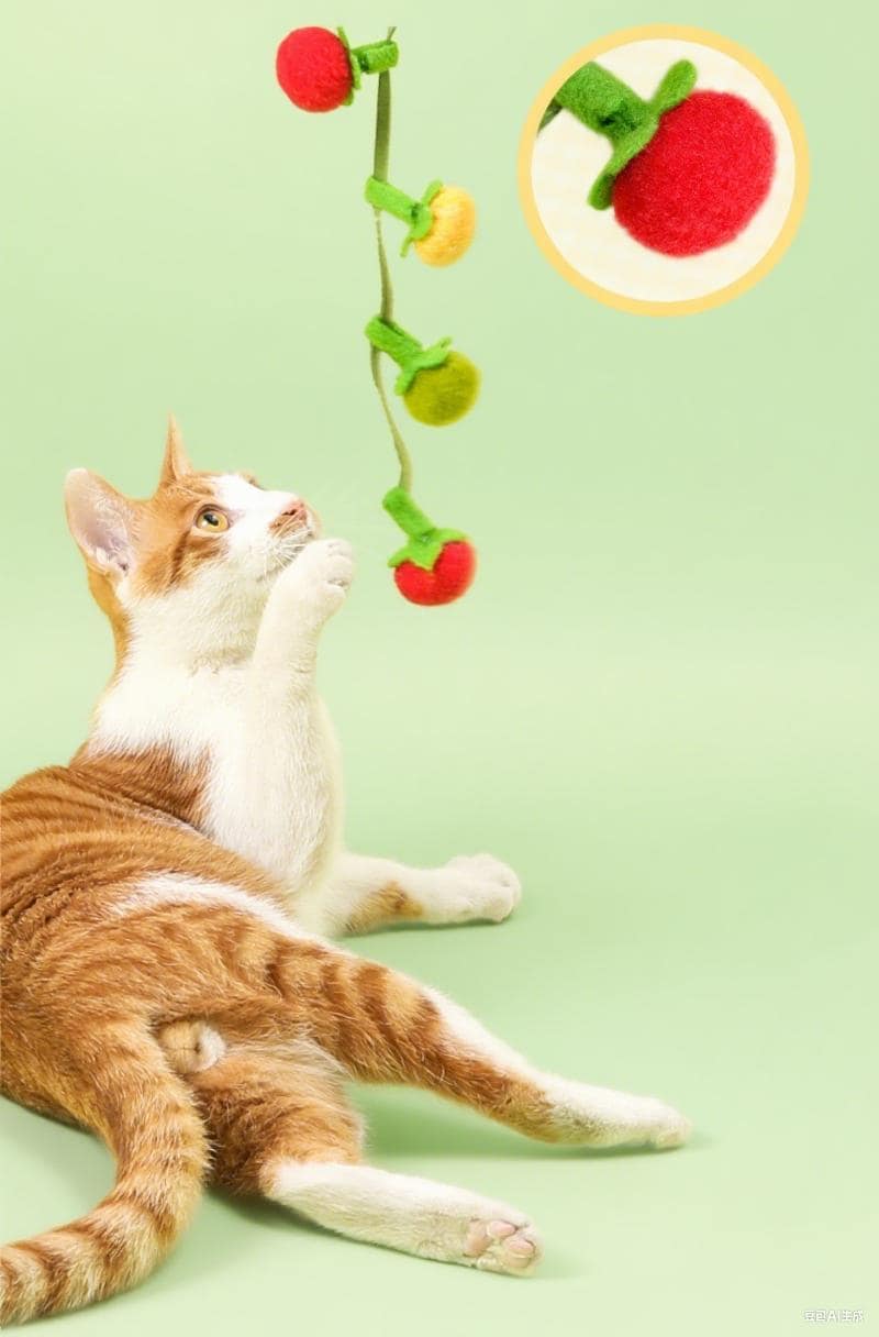 Tomato Felt Cat Toy with Bell