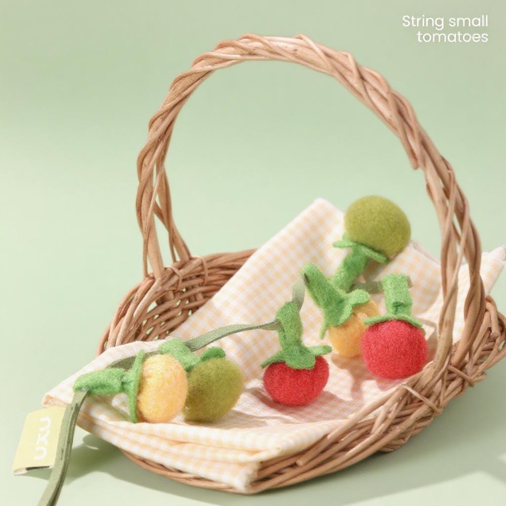 Tomato Felt Cat Toy with Bell