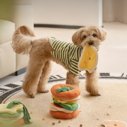 Plush Burger Food Dog Sniffing Toy