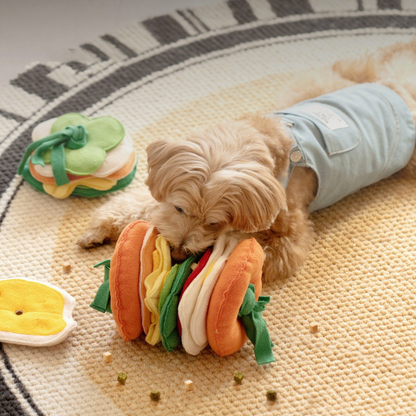 Plush Burger Food Dog Sniffing Toy