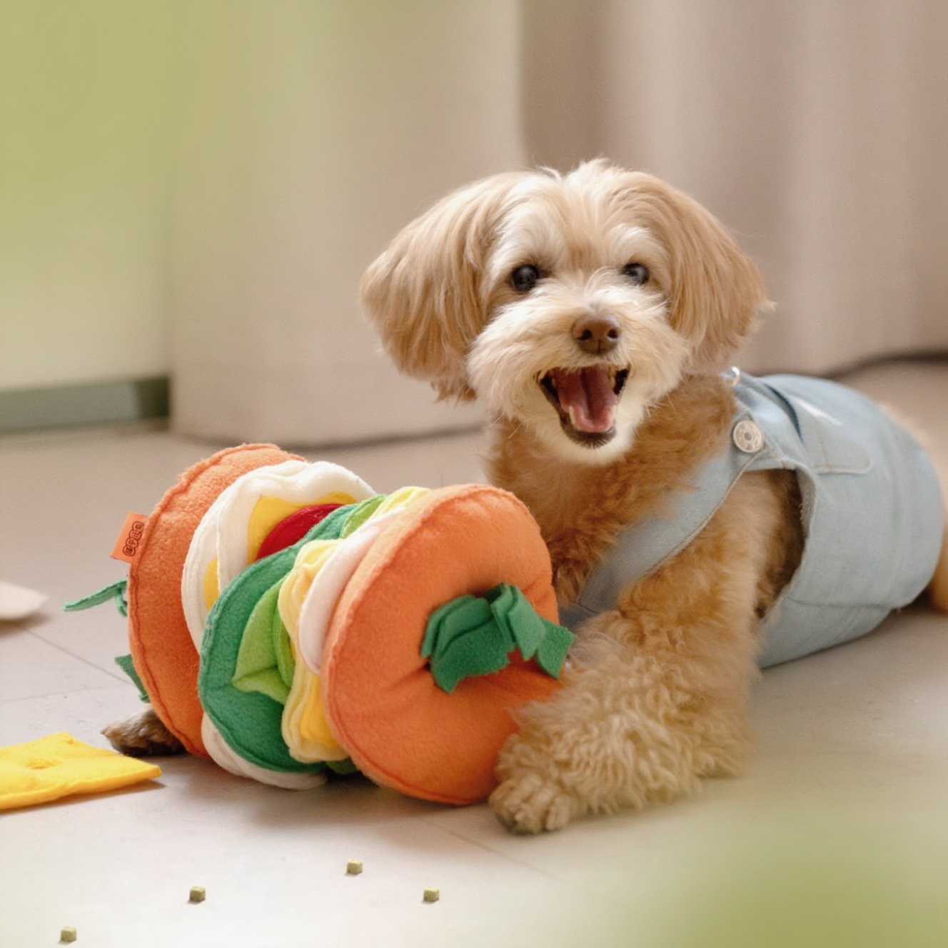 Plush Burger Food Dog Sniffing Toy