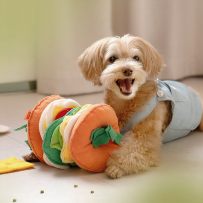 Plush Burger Food Dog Sniffing Toy